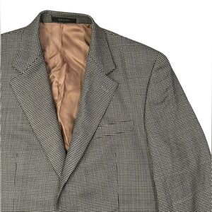 Lauren Ralph Lauren Men’s Black and Gray Houndstooth Blazer 42R Silk Wool Blend